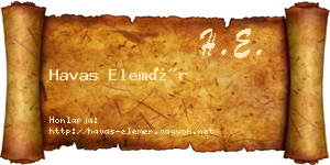 Havas Elemér névjegykártya